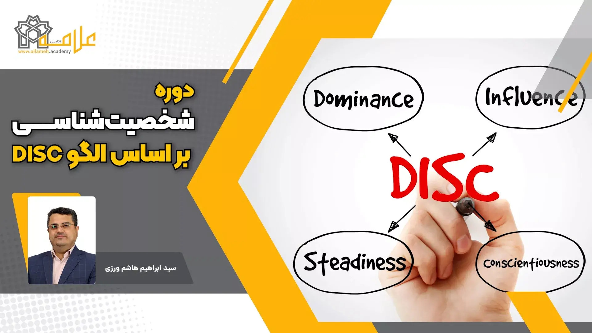 آموزش شخصیت شناسی بر اساس الگو DISC در آکادمی علامه با تدریس استاد سید ابراهیم هاشم‌ورزی